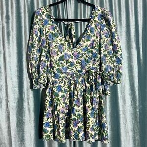 For Love And Lemons Floral Dress - Blue and Purple
